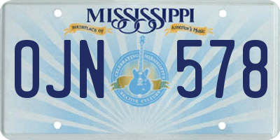 MS license plate OJN578