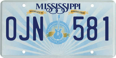 MS license plate OJN581