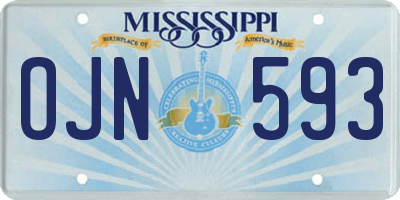 MS license plate OJN593