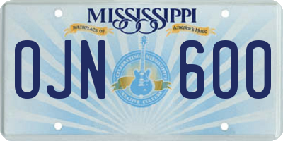 MS license plate OJN600