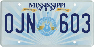 MS license plate OJN603
