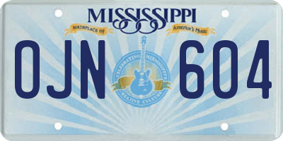 MS license plate OJN604