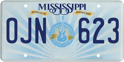 MS license plate OJN623