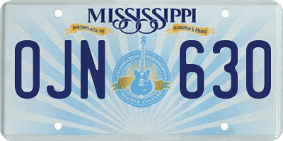 MS license plate OJN630