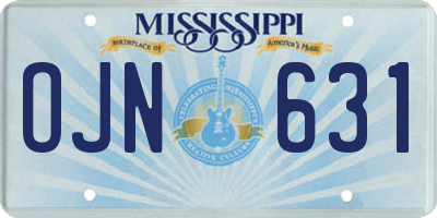 MS license plate OJN631