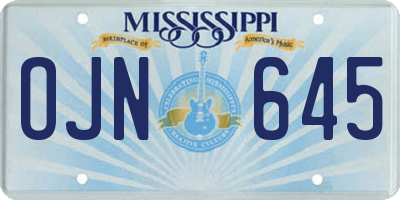 MS license plate OJN645