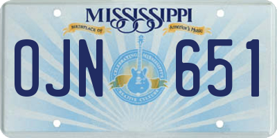 MS license plate OJN651