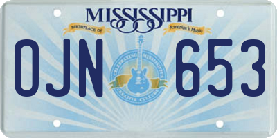 MS license plate OJN653