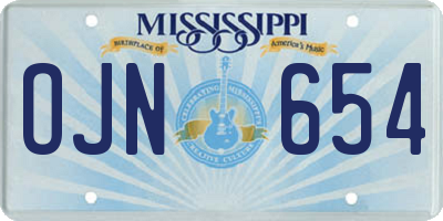 MS license plate OJN654