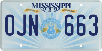 MS license plate OJN663