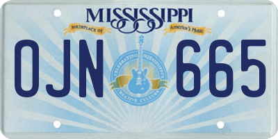 MS license plate OJN665
