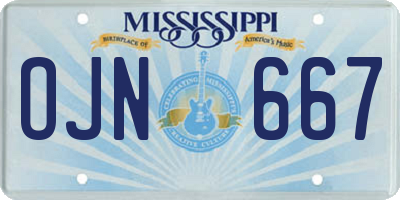 MS license plate OJN667