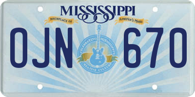 MS license plate OJN670