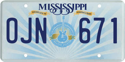 MS license plate OJN671