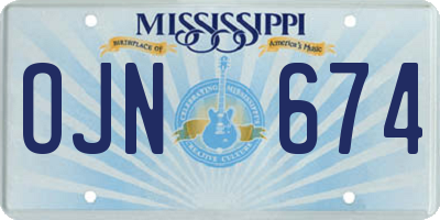 MS license plate OJN674