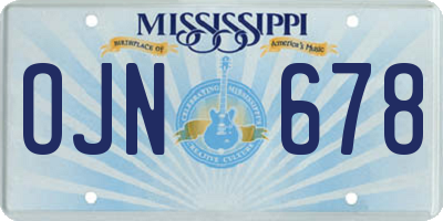 MS license plate OJN678