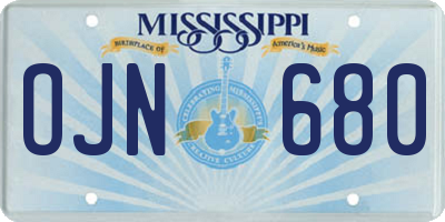 MS license plate OJN680
