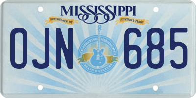 MS license plate OJN685