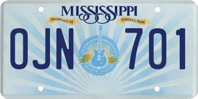 MS license plate OJN701