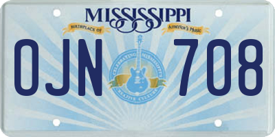 MS license plate OJN708