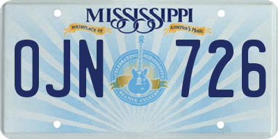 MS license plate OJN726