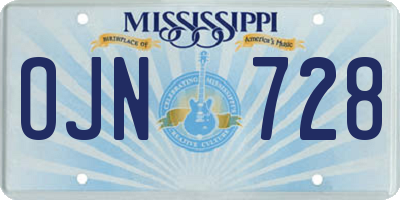 MS license plate OJN728