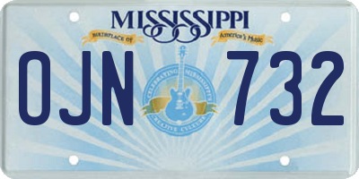 MS license plate OJN732