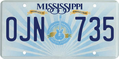 MS license plate OJN735