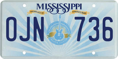 MS license plate OJN736
