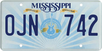 MS license plate OJN742
