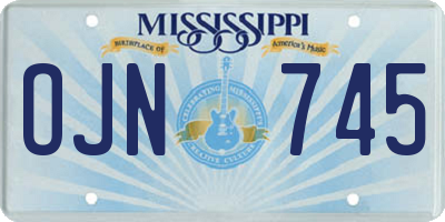 MS license plate OJN745