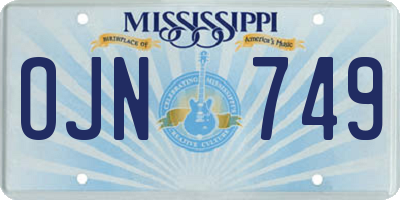 MS license plate OJN749
