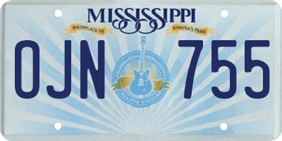 MS license plate OJN755