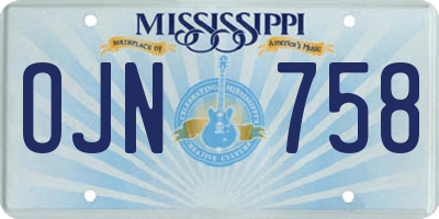 MS license plate OJN758