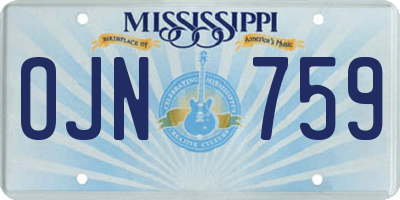 MS license plate OJN759