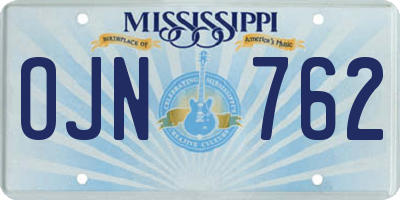 MS license plate OJN762
