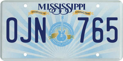 MS license plate OJN765