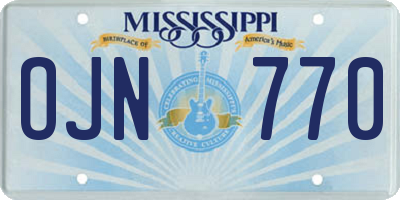 MS license plate OJN770