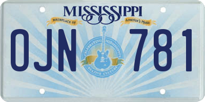 MS license plate OJN781