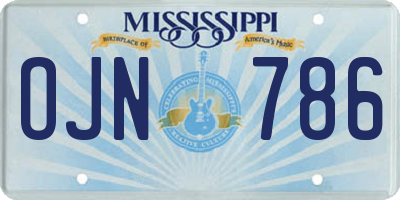 MS license plate OJN786