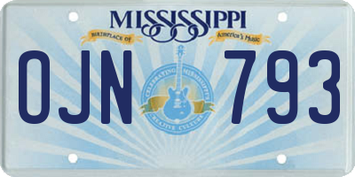 MS license plate OJN793