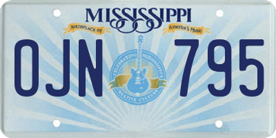MS license plate OJN795