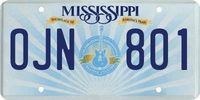 MS license plate OJN801