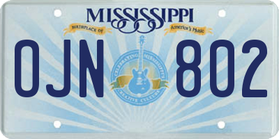MS license plate OJN802