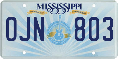 MS license plate OJN803