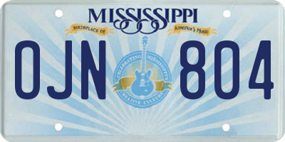MS license plate OJN804