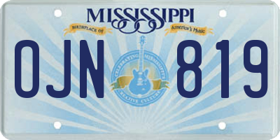 MS license plate OJN819