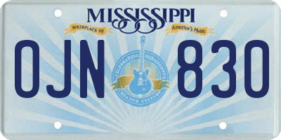 MS license plate OJN830