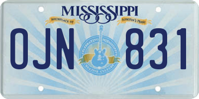 MS license plate OJN831