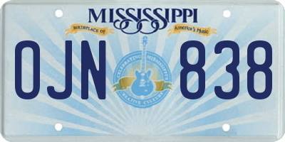 MS license plate OJN838